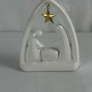 Elegant White Nativity Scene with Gold Star The first Noel Porcelain